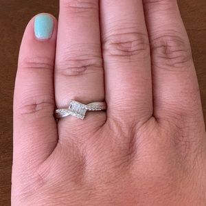 14k white gold emerald cut diamond ring